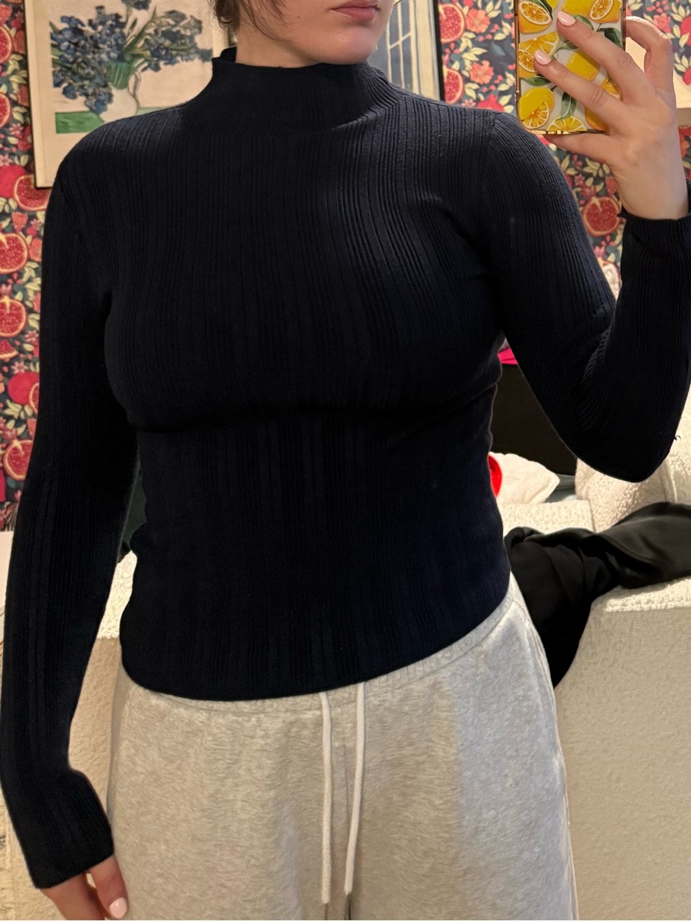 Abercrombie & Fitch Black Ribbed Mock Neck Sweater